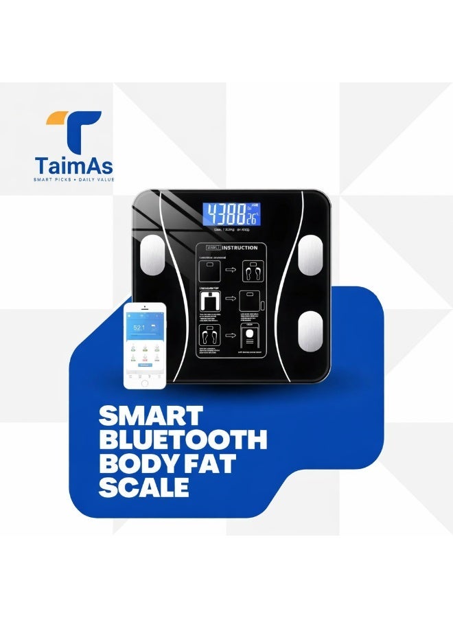 TaimAs Smart Digital Body Fat Scale 180kg – Bluetooth BMI Weight Scale with LCD Display & Mobile App – Bathroom Health Monitor - Image 1